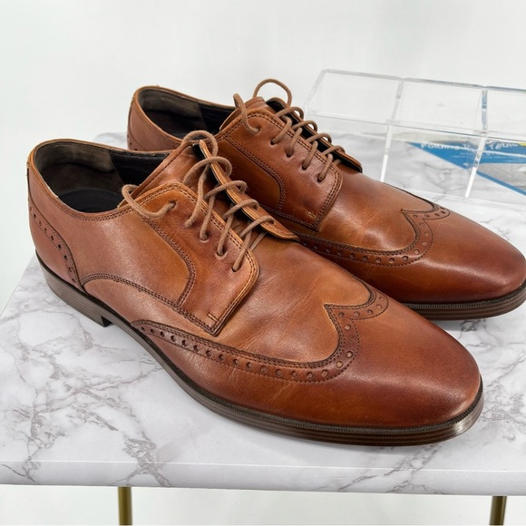 COLE HAAN JAY GRAND Wingtip Leather Oxford Shoes Size 11 M Classic Preppy Brown - Picture 1 of 9